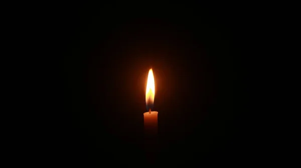 Candle Light Burning Brightly Black Background — Stock Photo, Image
