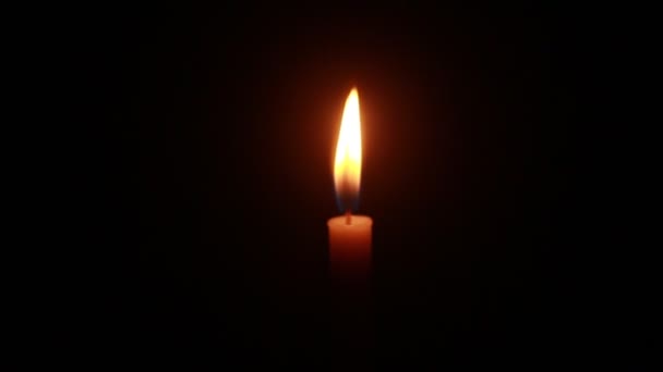 Candle Light Burning Brightly Black Background — Vídeo de stock