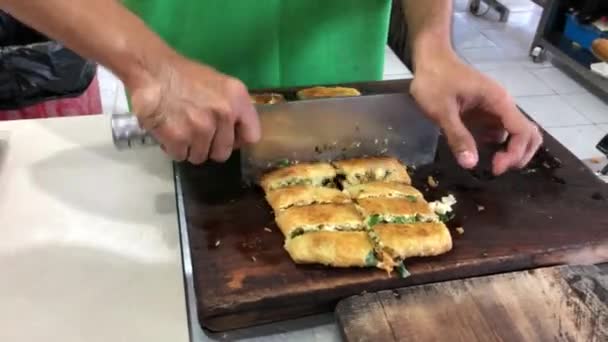 Process Making Cooking Martabak Telur Martabak Eggs Indonesian Street Food — Video