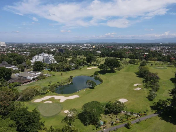 Aerial view of golf field in Indonesia