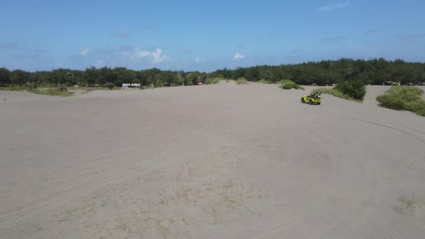 Aerial View Tourist Enjoy Trip Jeep Sand Dunes Yogyakarta Indonesia — Stock Video