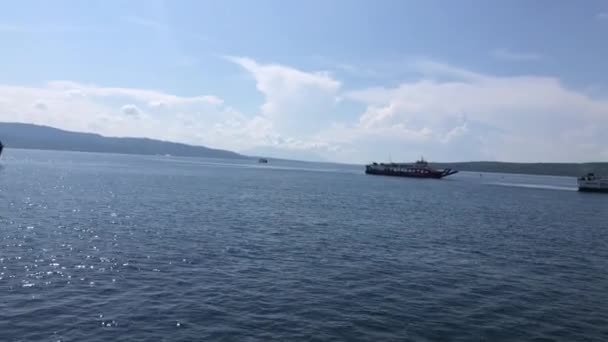 Vue Aérienne Ferry Traversant Port Ketapang Banyuwangi Gilimanuk Bali Indonésie — Video
