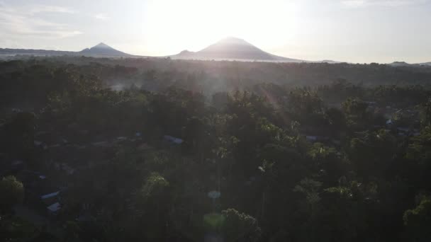 Sunrise Hillside Long Sun Rays Pass Valley Village Bali Indonesia — Stock Video