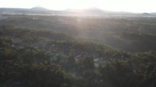 Sunrise Hillside Long Sun Rays Pass Valley Village Bali Indonesia — Stock Video