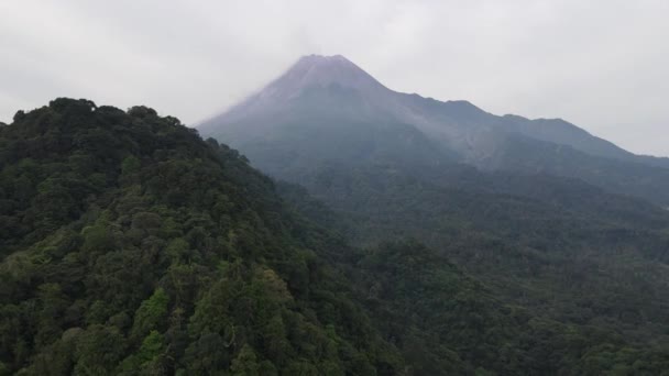 Légi Kilátás Merapi Mountain Indonéziában Trópusi Erdő Veszi Körül — Stock videók