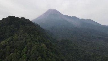 Endonezya 'daki Merapi Dağı' nın çevresindeki tropik ormanların havadan görünüşü. 