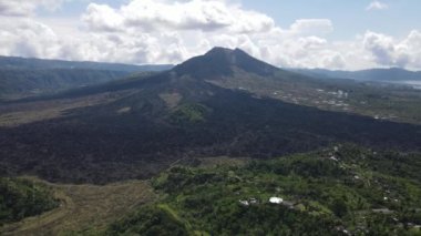 Aerial view of lava field from Mount Batur in Bali