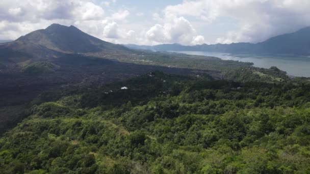 Aerial View Batur Lake Kintamani Bali Cloud Background — Stockvideo