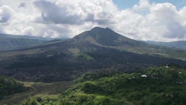 Timelapse Van Luchtfoto Lavaveld Vanaf Batur Berg Bali — Stockvideo