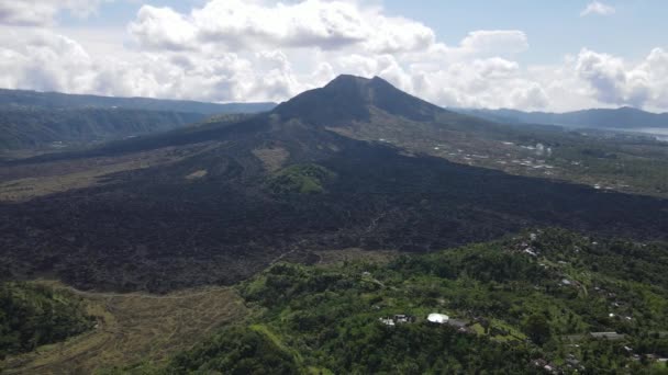 Aerial View Lava Field Mount Batur Bali — Stock Video