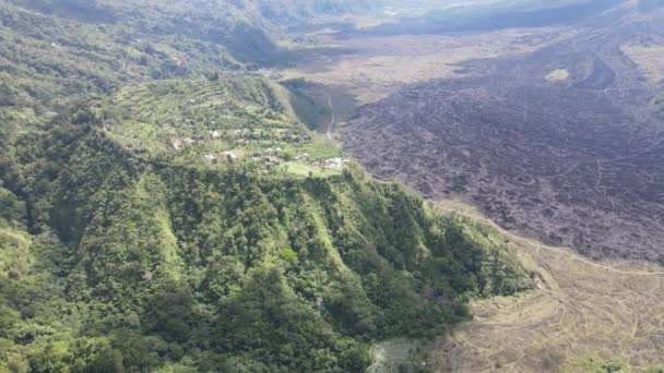 Aerial View Lava Field Mount Batur Bali — Αρχείο Βίντεο
