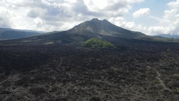 Aerial View Lava Field Mount Batur Bali — Stockvideo