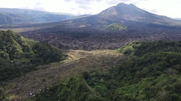 Aerial View Lava Field Mount Batur Bali — Wideo stockowe