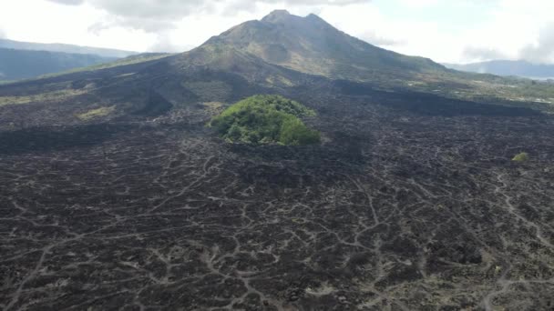 Aerial View Lava Field Mount Batur Bali — Stockvideo
