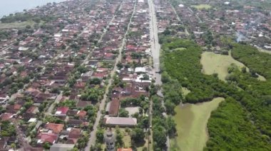 Aerial view of Gilimanuk Village near port and Bali Ocean Indonesia