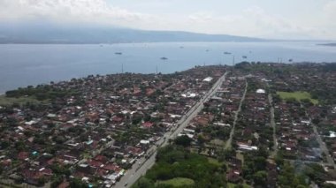 Aerial view of Gilimanuk Village near port and Bali Ocean Indonesia
