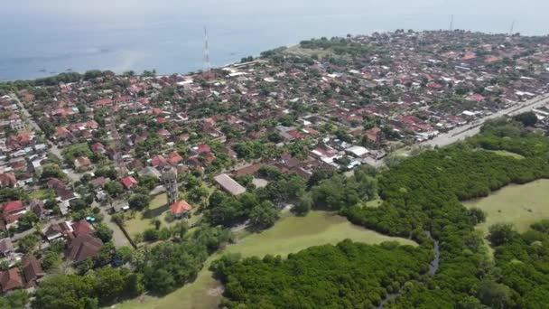 Aerial View Gilimanuk Village Port Bali Ocean Indonesia — Stockvideo