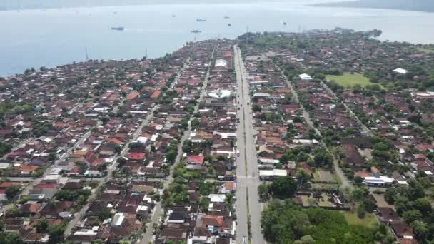 Aerial View Gilimanuk Village Port Bali Ocean Indonesia — ストック動画