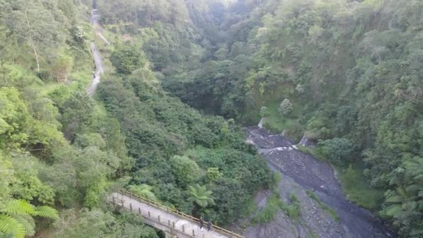 Aerial View Valley Small River Pluyon Merapi Mount Indonesia — Vídeos de Stock