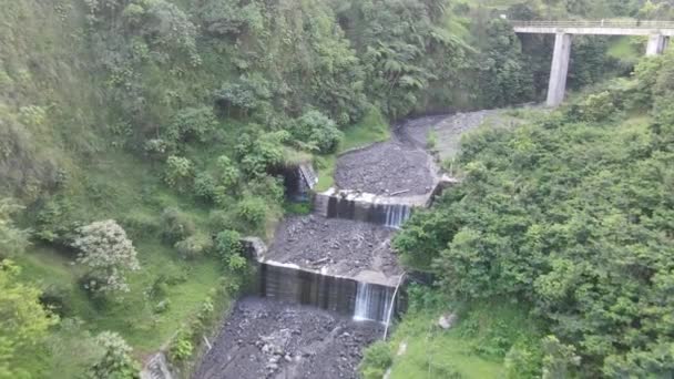 Aerial View Valley Small River Pluyon Merapi Mount Indonesia — 图库视频影像