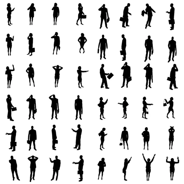 48 Silhouettes of people — Stock Vector