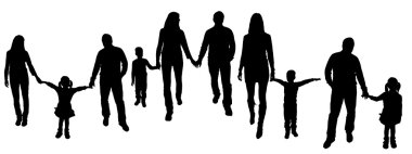 Aile siluetleri ile vektör çizim.