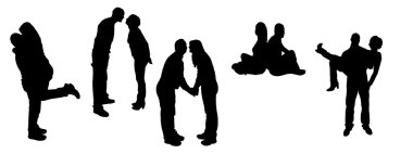 Aile siluetleri ile vektör çizim.