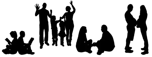 Vectorillustratie met familie silhouetten. — Stockvector