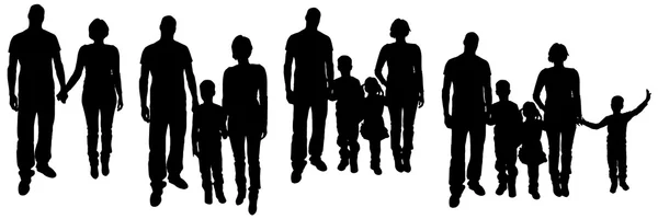 Vektor-Illustration mit Familiensilhouetten. — Stockvektor