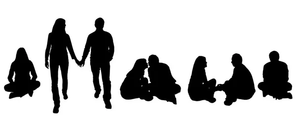 Vector illustration with family silhouettes. — Stock Vector