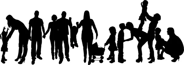 Vektorové ilustrace s rodinnou siluety家族のシルエット ベクトル イラスト. — ストックベクタ