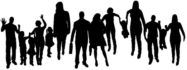 Illustration vectorielle avec silhouettes familiales . — Image vectorielle