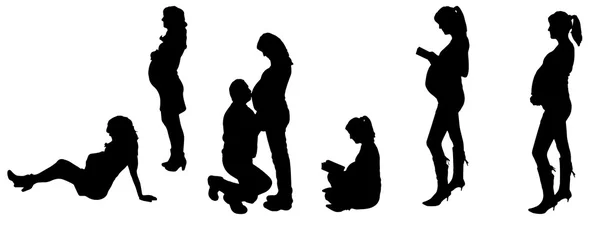 Illustration vectorielle avec silhouettes familiales . — Image vectorielle