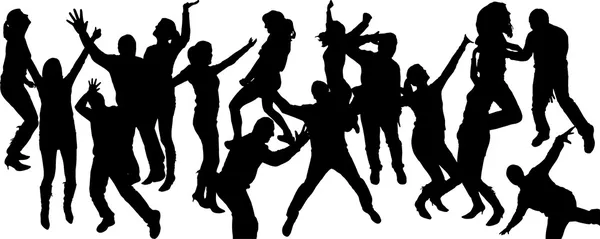 Vector silhouettes of dancing people. — Stock Vector
