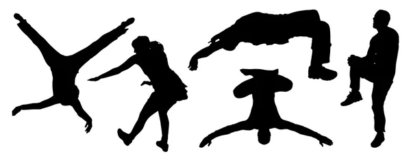 Vector silhouettes of dancing people. — Stock Vector