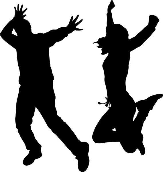 Vektor silhuetter av dansande människor. — Stock vektor