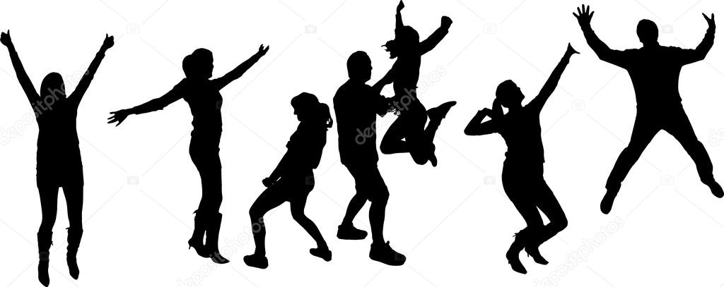 Vector silhouettes of dancing people.