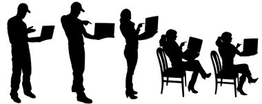 insanlarla siluet vektör