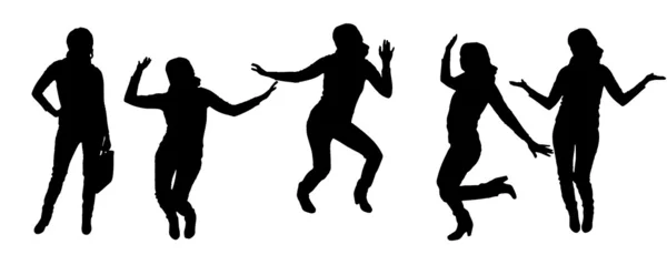 Vector silhouetten van mensen dansen. — Stockvector