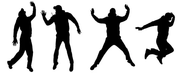 Vector silhouetten van mensen dansen. — Stockvector