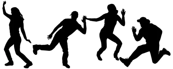 Vector silhouettes of dancing people. — Stock Vector