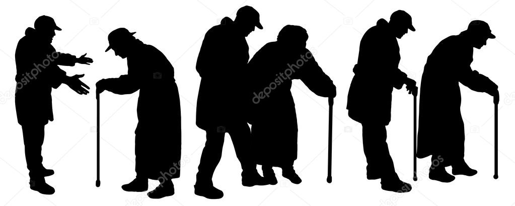 Vector silhouettes old people.
