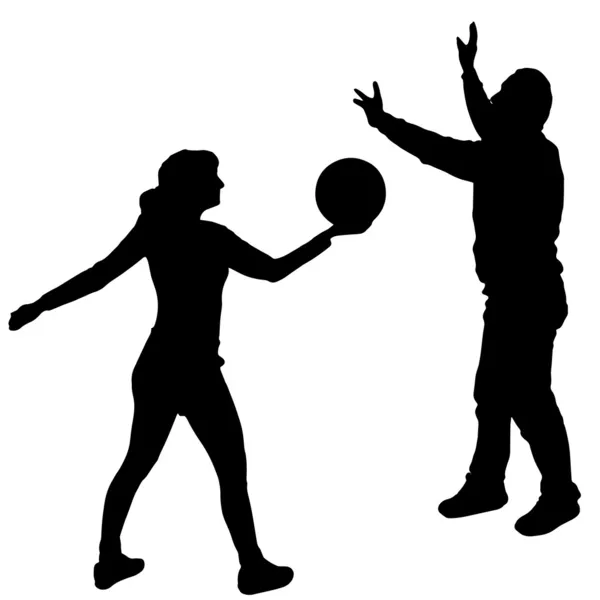 Silhouettes vectorielles volley-ball . — Image vectorielle