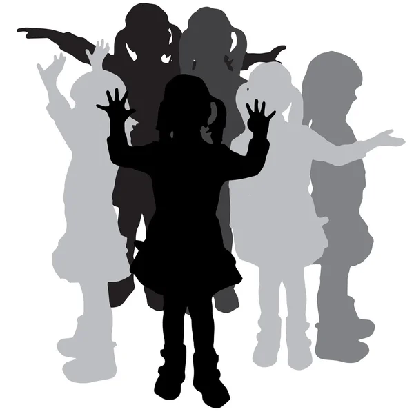 Vector silhouette of children. — Stock Vector