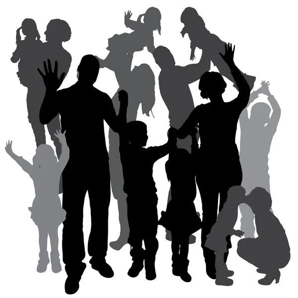 Silhouette vettoriale di una famiglia . — Vettoriale Stock