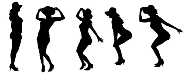 Vector silhouettes of sexy women. — Stock Vector