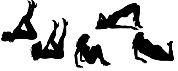 Vector silhouettes of sexy women. — Stock Vector