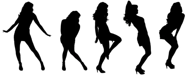 Vector silhouettes of sexy women. — Stock Vector