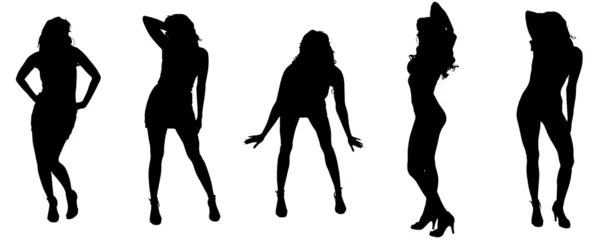 Vector silhouettes of sexy women. — Stock Vector