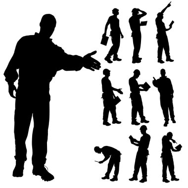 İnşaat Müdürü siluet vektör.